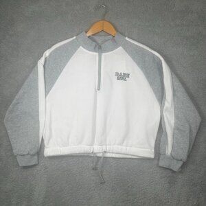 New Look Womens Sweatshirt Half Zip White‎ Babe Girl Plus Size Ladies Autumn 2X